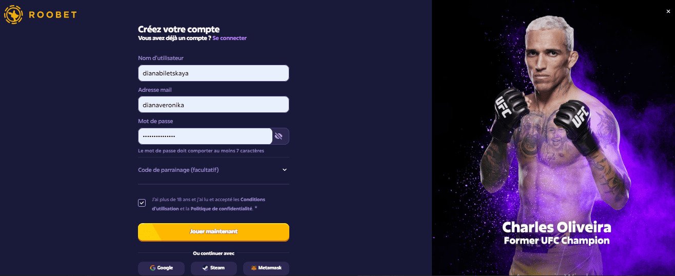 Cliquez sur le bouton « S'inscrire » ou « Créer un compte ».