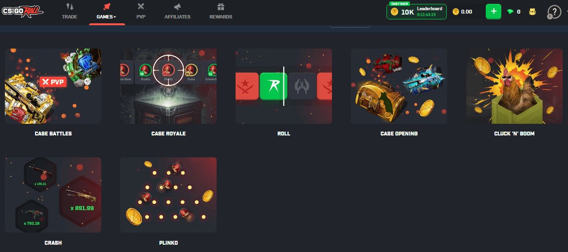 Modes de jeu et fonctionnalités uniques de CSGORoll
