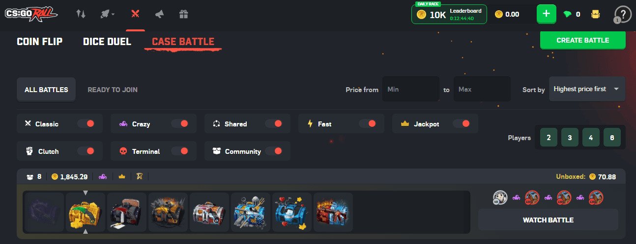 Case Battles et ouverture de caisses