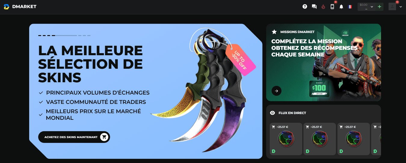 Sites de commerce de skins CS2 